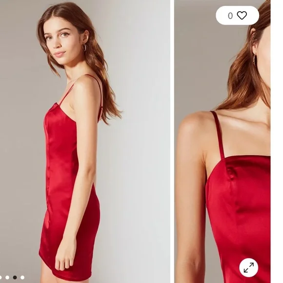 Urban Outfitters Val Straight-Neck Satin Mini Dress size xs - Picture 7 of 13
